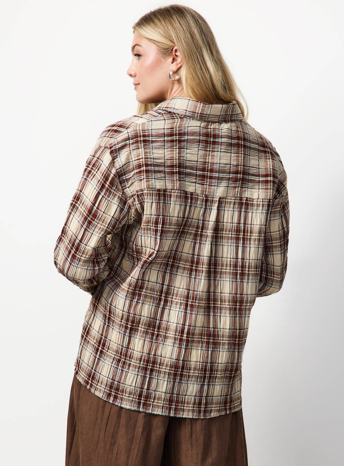 Brown Checked Long Sleeve Shirt 10 - Image 4